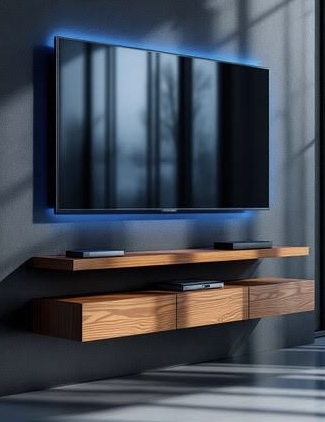 TV Mounting with Wire Management and Smart Ambient Lighting